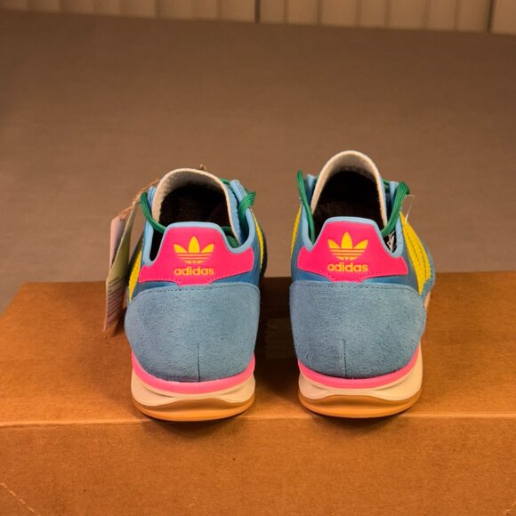Adidas Women's Blue and Yellow Sneakers with Green Laces - Picture 6 of 10